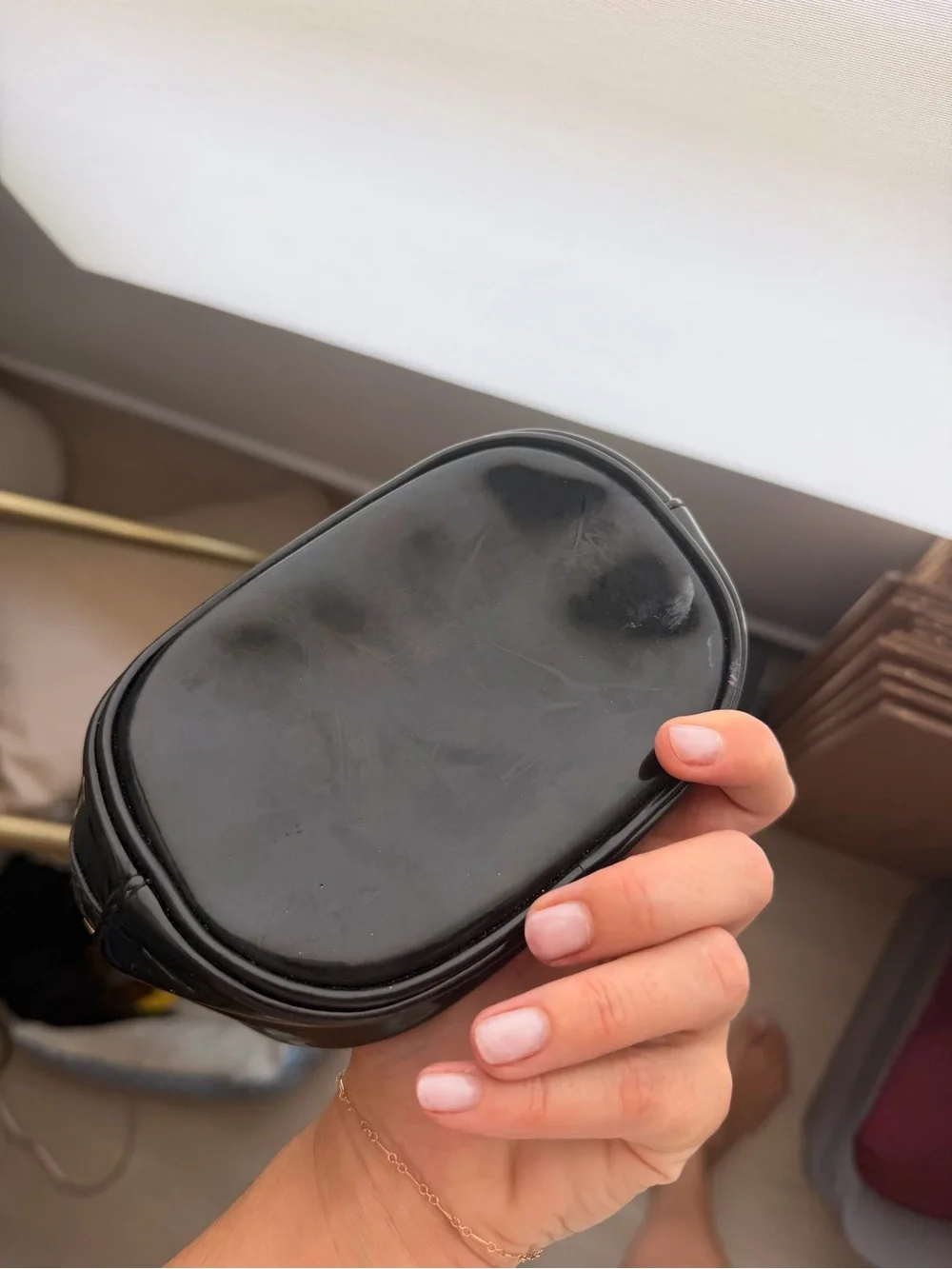 Tory Burch Black Patent Logo mini Cosmetic Case